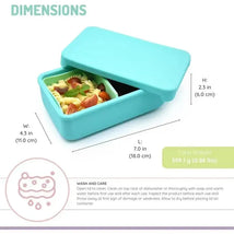 Melii - 100% Silicone Bento Box with Removable Dividers, 2 Compartments, Blue Mint Image 2