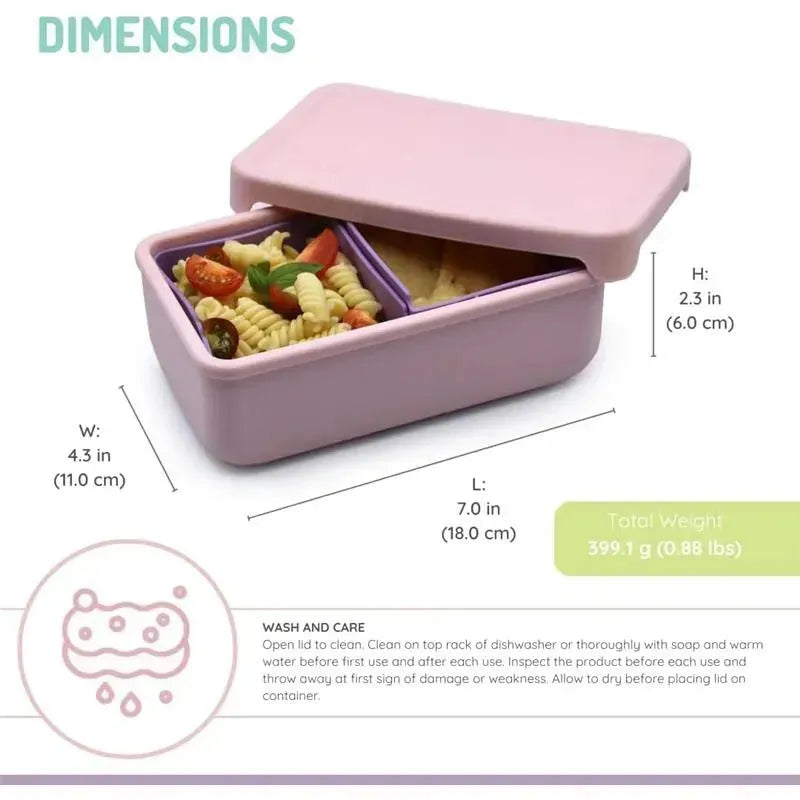 Melii - 100% Silicone Bento Box with Removable Dividers, 2 Compartments, Pink Purple Image 2