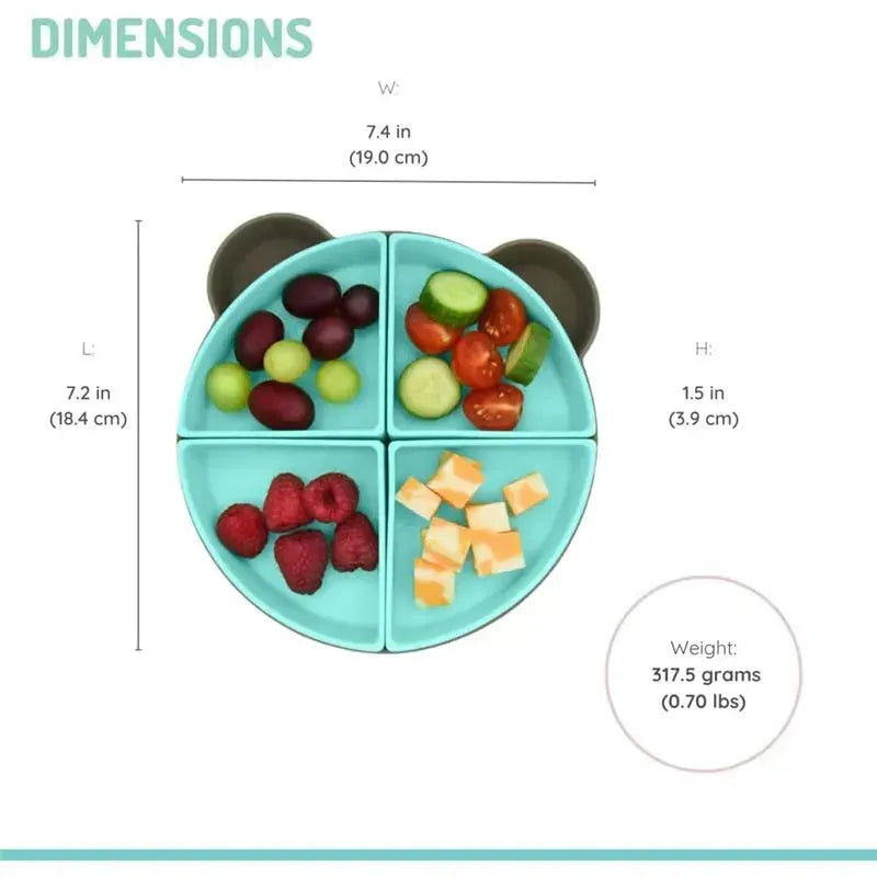 Melii - 100% Silicone Divided Suction Plate with Removable Dividers, Bear Image 2