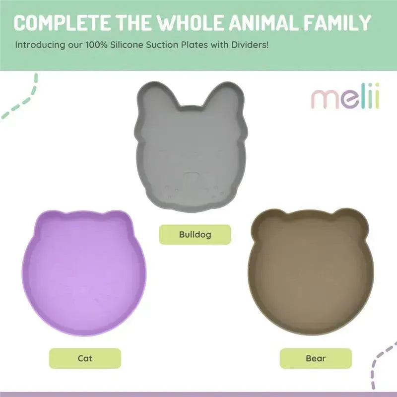 Melii - 100% Silicone Divided Suction Plate with Removable Dividers, Bear Image 3