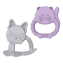 Melii - Baby Teethers, 100% Food Grade Silicone, Multiple Textures, BPA Free, Bulldog & Cat Image 1