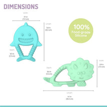 Melii - Baby Teethers, 100% Food Grade Silicone, Multiple Textures, BPA Free, Dino & Shark Image 2