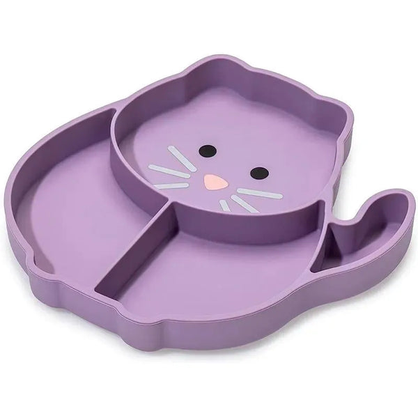 Melii Divided Silicone Suction Plate - 100% Silicone, for Baby + Toddlers BPA Free, Dishwasher & Microwave Safe (Cat)