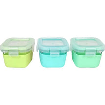 Melii - Glass Food Storage Containers with Silicone Sleeve, 5.4oz, Mint, Blue, Lime Image 1