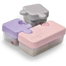 Melii - Puzzle Bento Box Food Storage Container, 3 Compartments, Pink, Purple & Grey Image 2