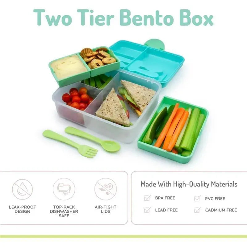 Melii - Two Tier Bento, 48.8 Oz, Blue Mint Lime Image 2