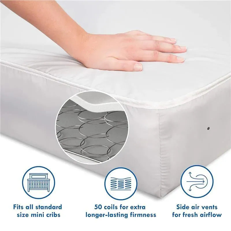 Million Dollar Baby - DaVinci Deluxe Coil Waterproof MINI Crib Mattress in White Image 4