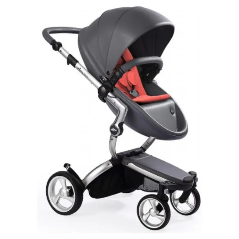 Mima - Xari Stroller Aluminum Chassis, Black Seat Box & Coral Red Starter Pack Image 1