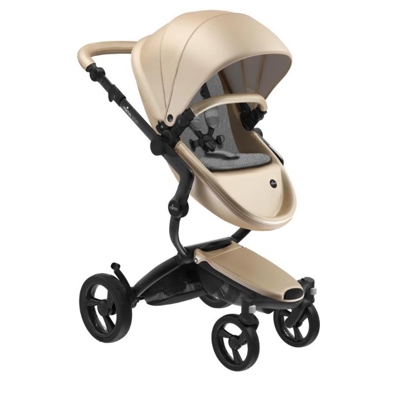 Mima - Xari Stroller Black Chassis, Champagne Seat Box & Snow White Starter Pack  Image 1