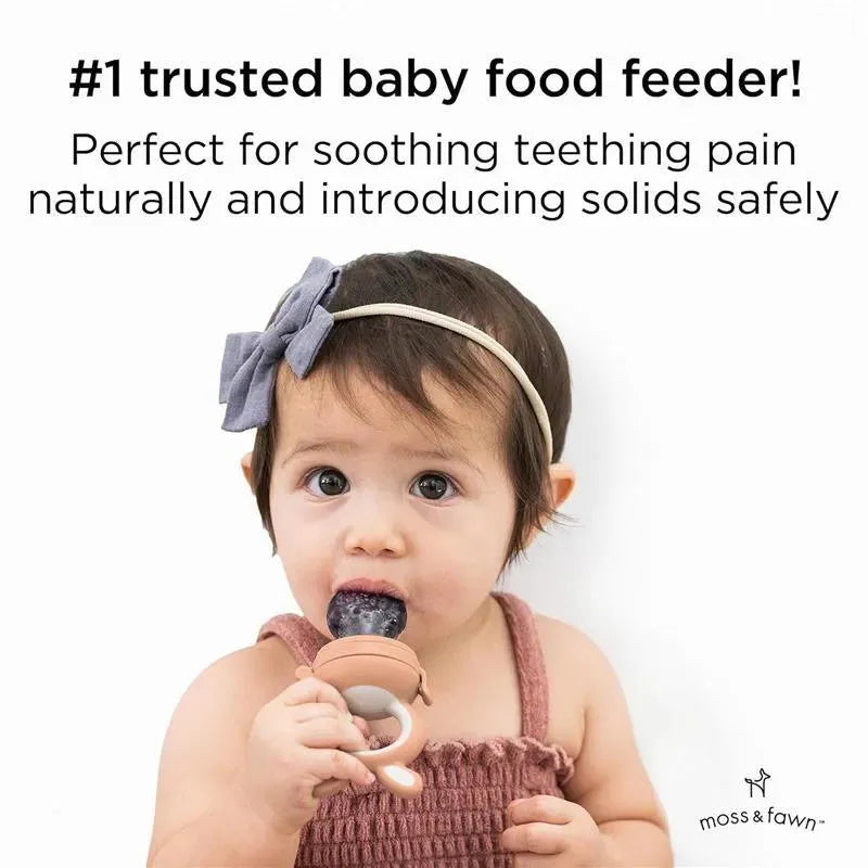 Moss & Fawn - Forage Feeder, Soothing Silicone Frozen Baby Food Teething Toy, Bloom Image 6