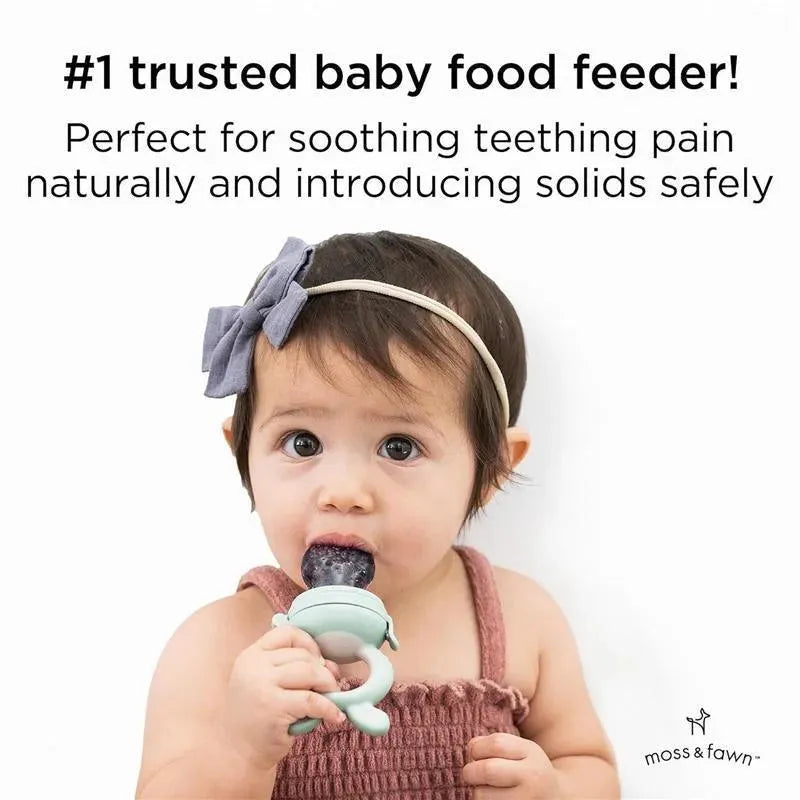 Moss & Fawn - Forage Feeder, Soothing Silicone Frozen Baby Food Teething Toy, Fern Image 7