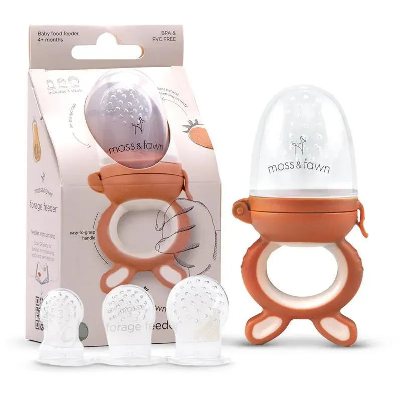 Moss & Fawn - Forage Feeder, Soothing Silicone Frozen Baby Food Teething Toy, Terracotta Image 1