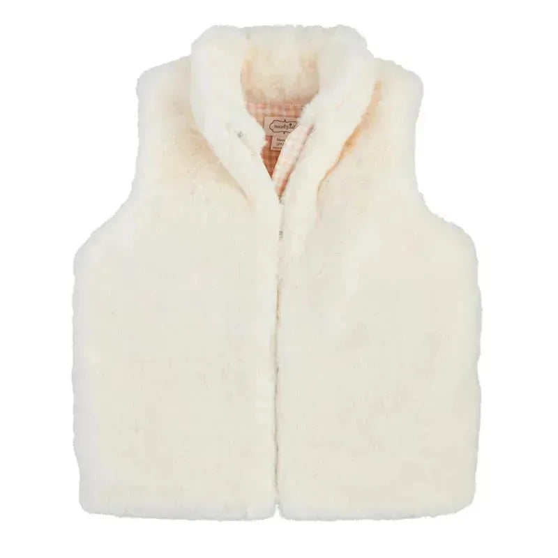 Mud Pie - Faux Fur Zip Vest, Ivory  Image 1