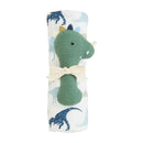 Mud Pie - Kids Dino Swaddle and Stick Rattle; Swaddle 47 X 47, Rattle 6 X 3 Image 1