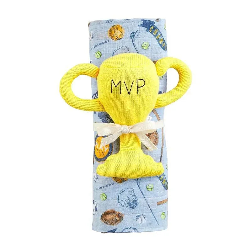 Mud Pie - Sports Swaddle & Rattle Set Image 1