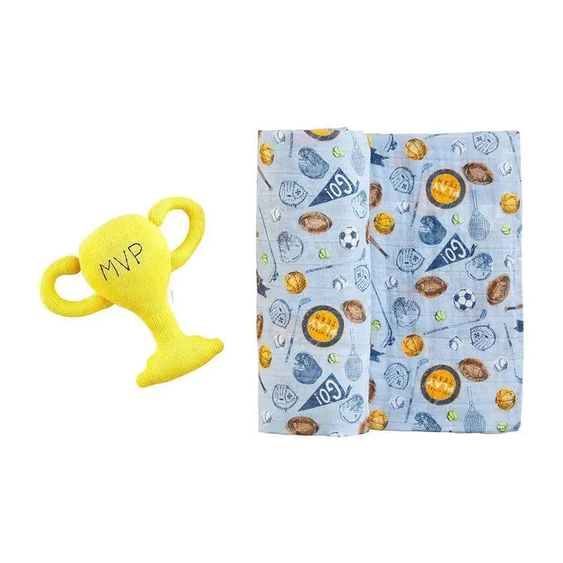 Mud Pie - Sports Swaddle & Rattle Set Image 2