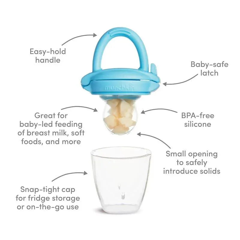 Munchkin - Silicone Baby Food Feeder for Solids and Purees, 2 Pack, Blue/Mint Image 8