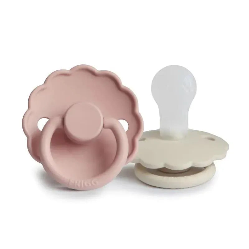 Mushie - 2Pk Frigg Daisy Natural Silicone Baby Pacifier, Blush/Cream, 6/18M Image 1