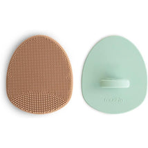 Mushie - Baby Bath Cradle Cap Brush for Dry Skin, Eczema Treatment, 2 Pack, Natural/Cambridge Blue Image 1