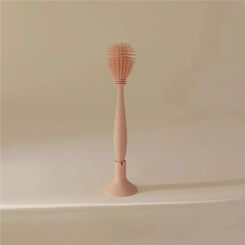 Mushie - Baby Bottle Brush, Soft Silicone with Suction Base, Blush Image 2