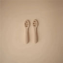 Mushie - Silicone First Feeding Baby Spoons, 2 Pack, Tradewinds, Shifting Sand Image 2