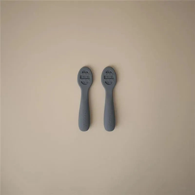 Mushie - Silicone First Feeding Baby Spoons, 2 Pack, Tradewinds, Shifting Sand Image 6