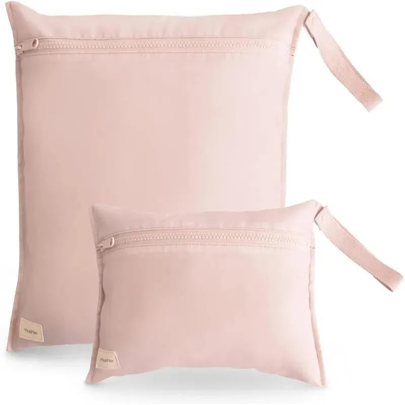 Mushie - Water Resistant Wet Bags, Large & Small Reusable Storage Bag, Set of 2 Blush Image 1