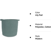 Natemia - Rope Storage Basket, Nursery Bin and Toy Organizer (15”x15”x14”), Lily Pad, Medium Image 2