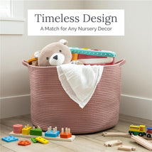 Natemia - Rope Storage Basket, Nursery Bin and Toy Organizer (15”x15”x14”), Pink, Large Image 2