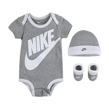 Nike Unisex Baby Bodysuit Beanie Hat and Botties Grey, Set Image 1