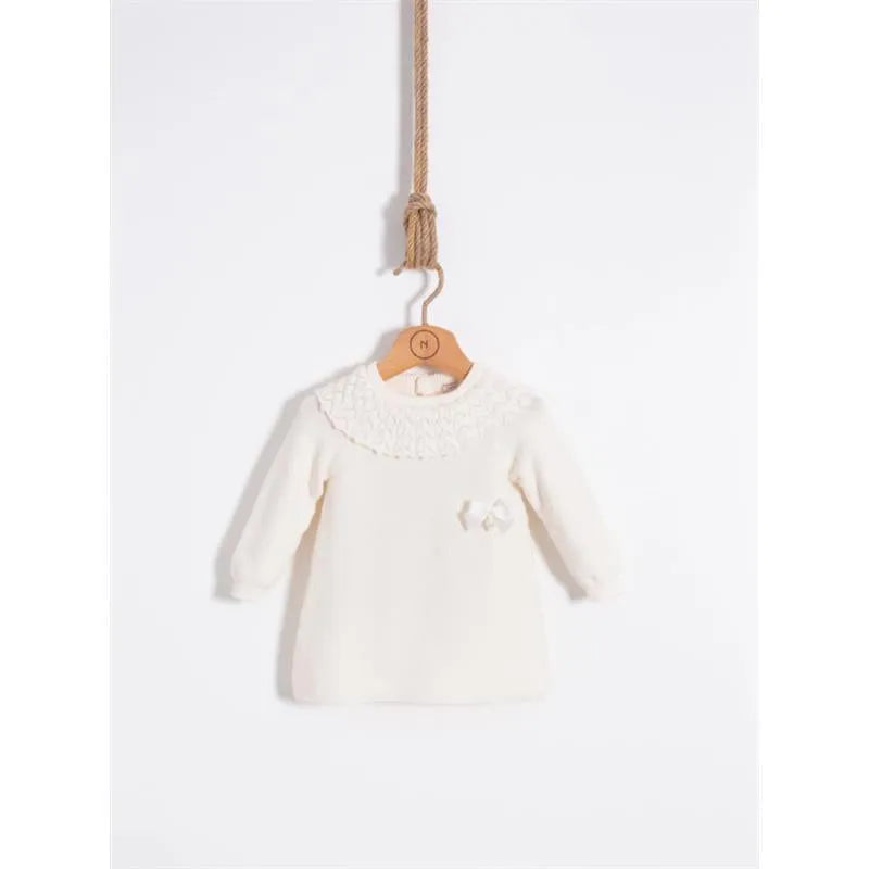 Nipperland - Baby Knitted Baby Girl Dress Cream  Image 1