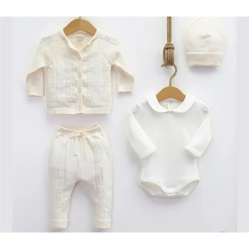 Nipperland - Baby Knitted Out Fit Set W Bow Tie Cream Image 1