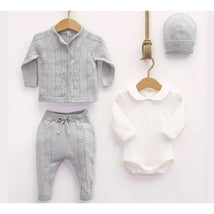 Nipperland - Baby Knitted Out Fit Set W Bow Tie Grey Image 1