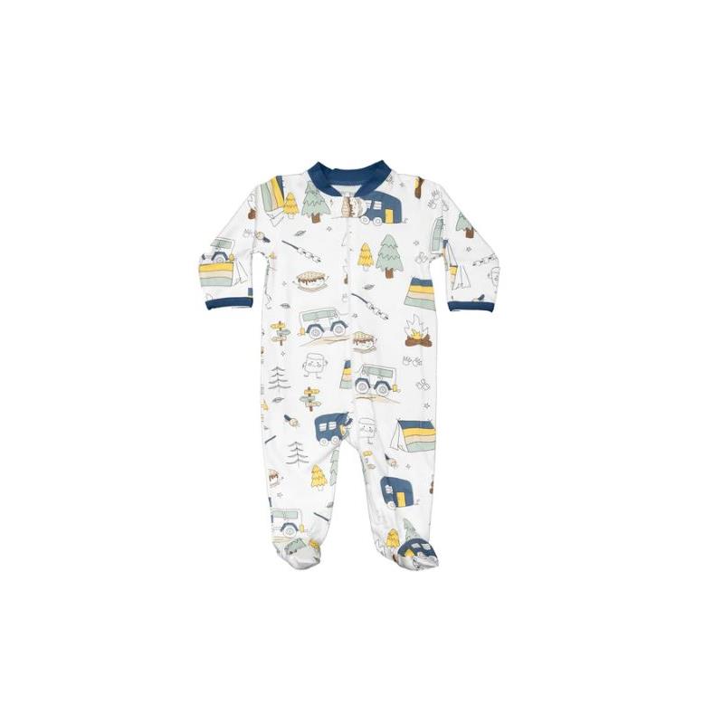 Noomie - Baby Zipper Footie Blue Camping Image 1