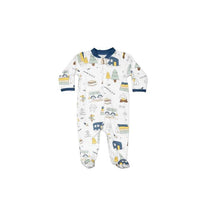 Noomie - Baby Zipper Footie Blue Camping Image 1