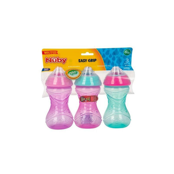 Nuby Cup Click-It Soft Spout Cup - Aqua/Blue/Red 3 ct; 10 oz