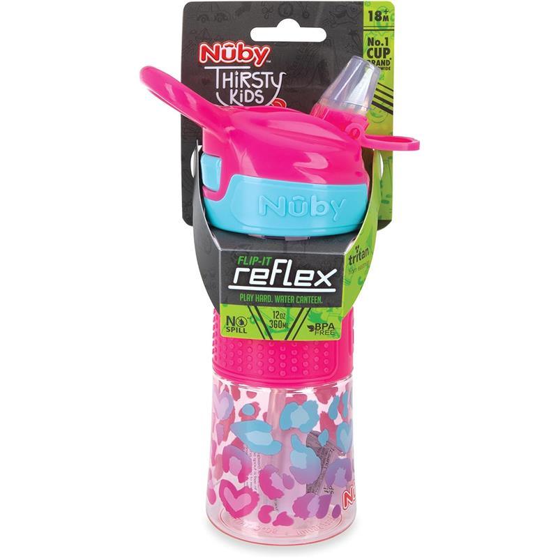 Nuby - Flip-It Reflex Bottle, Pink Leopard Image 4