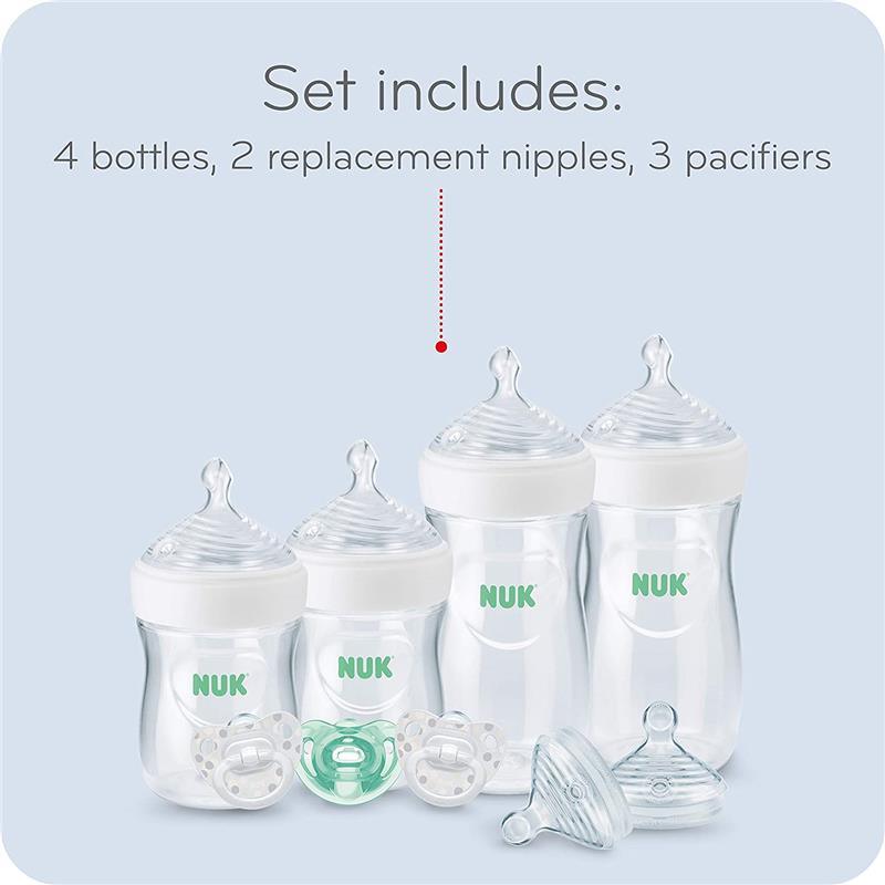 Nuk - Simply Natural Baby Bottles with SafeTemp Gift Set, Pink, 4 Bottles, 3 Pacifiers and 2 Replacement Bottle Nipples Image 6