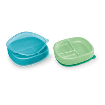 Nuk - Suction Plates and Lid, Assorted Colors, 2 Pack, 6+ Months, Blue and Green  Image 1
