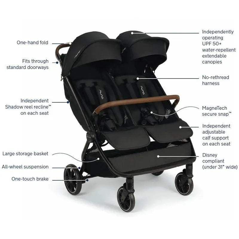 Nuna - Trvl Double Stroller, Caviar Image 2