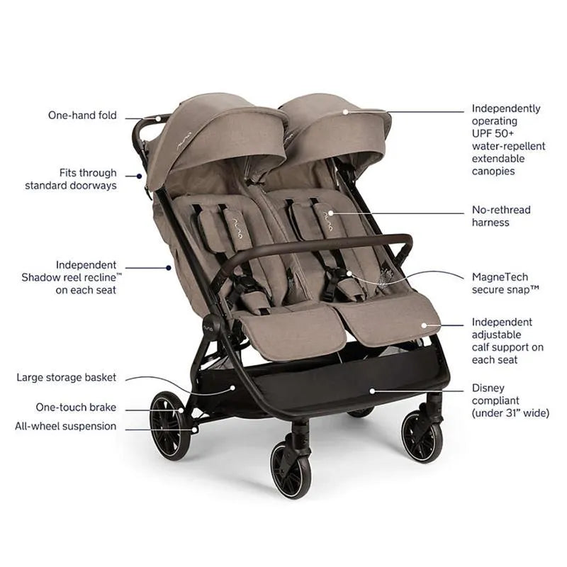 Nuna - Trvl Dubl Stroller | Side-By-Side Double, Cedar Image 6