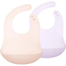 Ola Baby - Fold N Go Silicone Baby Waterproof Bib with Travel Case, 2 Pk, Coral/Lilac Image 1