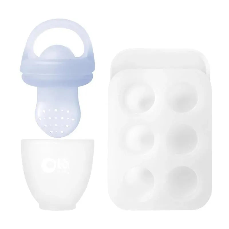 Ola Baby - Silicone Fresh Fruit Feeder & Popsicle Set for Solid Food Introduction, Blueberry Image 1