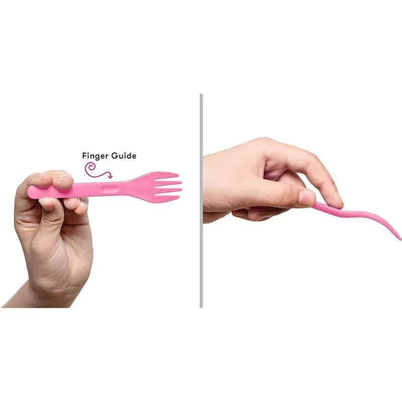 OmieBox - 2Pk Plastic Reusable Fork & Spoon Silverware, Bubble Pink