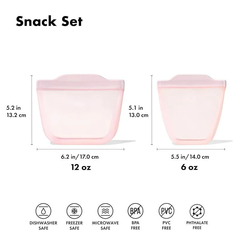 Oxo - Tot Silicone Reusable Bags - 2 Piece Cup And Snack Set, Blossom Image 7