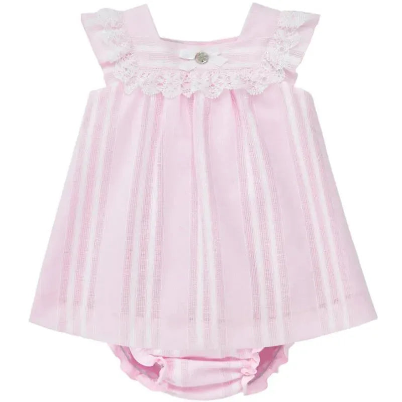 Paz Rodriguez - 2Pk Baby Set Dress With Diaper Cover, Chalk Pink/White Image 1