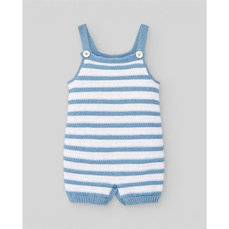 Paz Rodriguez - 2Pk Baby Set Knit Newborn Body & Knit Romper Stripes, White/Chalk Blue Image 1