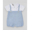 Paz Rodriguez - Baby Boy Knit Newborn Romper, Sky Blue/White Image 1