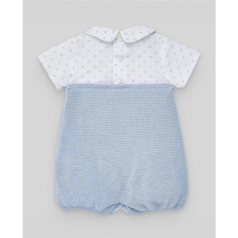 Paz Rodriguez - Baby Boy Knit Newborn Romper, Sky Blue/White Image 2