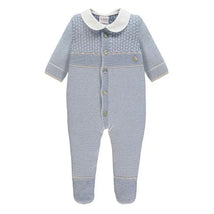 Paz Rodriguez - Baby Boy Knit Newborn Romper Soño, Blue Fog/Linen Image 1